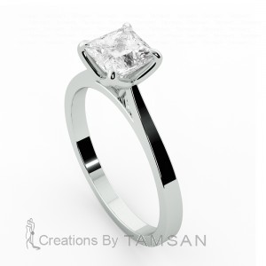 Princess Solitaire Engagement Ring 1Ctw