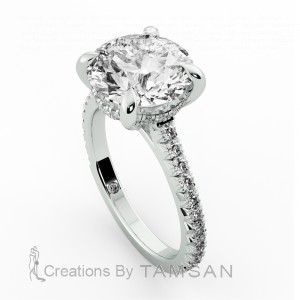 Round Cut Hidden Halo Engagement Ring 2.80Ctw
