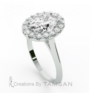 Oval Halo Knife Edge Engagement Ring 1.75Ctw