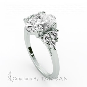 Side Stone Engagement Ring 2.35Ctw