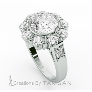 Big Round Halo Engagement Ring 2.60Ctw