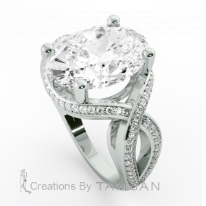 Oval Side Stone Engagement Ring 7.05Ctw