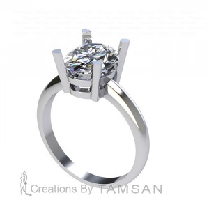 Oval Solitaire Engagement Ring 2.4Ctw