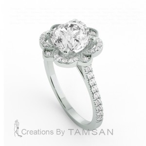 Reina Round Cut Halo Engagement Ring 2.60Ctw