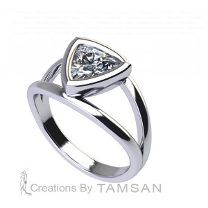 Trillion Solitaire Engagement Ring 0.6Ctw