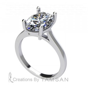 Oval Solitaire Engagement Ring 2.9Ctw
