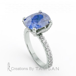 Cushion Hidden Halo Engagement Ring 3.10Ctw