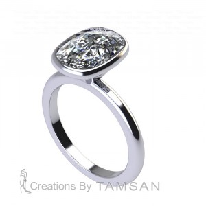 Cushion Solitaire Engagement Ring 2.8Ctw