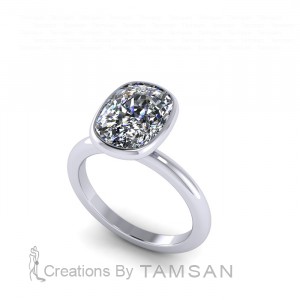 Cushion Solitaire Engagement Ring 2.8Ctw