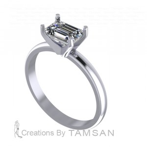 Emerald Solitaire Engagement Ring 0.7