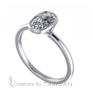 Cushion Bezel Solitaire Open Engagement Ring 1.85Ctw