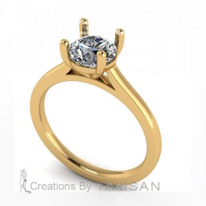 Round Cathedral Solitaire Engagement Ring 0.90Ctw