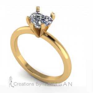 Heart Peg Head Solitaire Engagement Ring 0.75Ctw