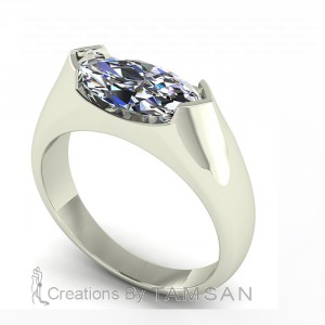 Marquise Solitaire Wide Engagement Ring 1.60Ctw