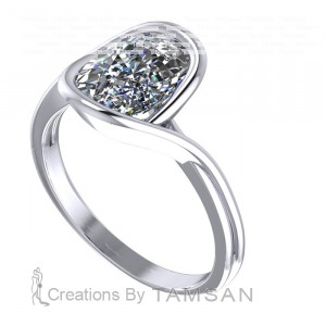 Cushion Bezel Solitaire Bypass Engagement Ring 3Ctw