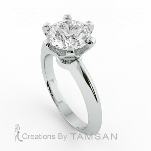 Knife Edge Six Prong Engagement Ring White Gold