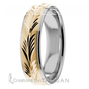 Hand Carved Wedding Bands 6mm Wide