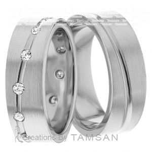 6.00mm Wide, His and Hers Wedding Bands, 0.36 Ctw.
