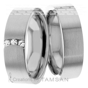 7.00mm Wide, Diamond Wedding Band Set, 0.12 Ctw.