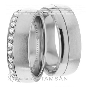 6.00mm Wide, Diamond His and Hers Wedding Bands, 0.5 Ctw.