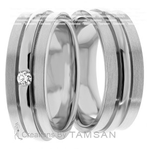 8.00mm Wide, Diamond Matching Wedding Bands