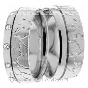 7.00mm Wide, His & Hers Wedding Band Sets, 0.36 Ctw.