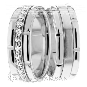 7.50mm Wide, His and Hers Wedding Bands, 0.9 Ctw.