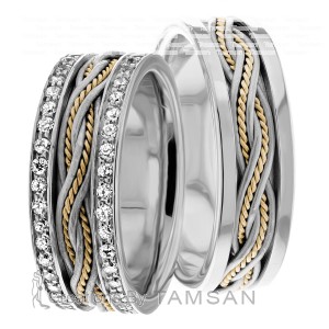 7.00mm Wide, Diamond Matching Wedding Bands, 1.2 Ctw.