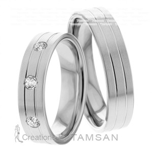 5.00mm Wide, Matching Wedding Ring Set, 0.15 Ctw.