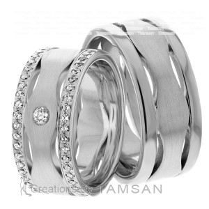 7.00mm Wide, Diamond Matching Wedding Bands, 1.45 Ctw.