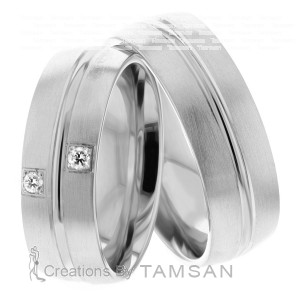 7.00mm Wide, Diamond His and Hers Wedding Bands