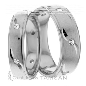 7.00mm and 5.00mm Wide, Wedding Ring Set, 0.36 Ctw.