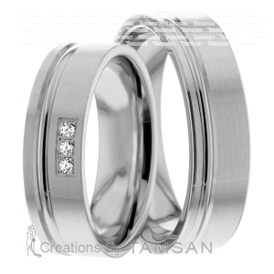 6.00mm Wide, Diamond His and Hers Wedding Bands