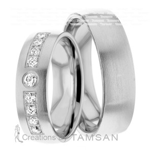 6.00mm Wide, Diamond Matching Wedding Rings, 0.48 Ctw.