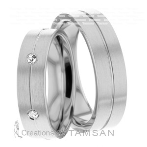6.00mm and 5.00mm Wide, Wedding Ring Set, 0.24 Ctw.