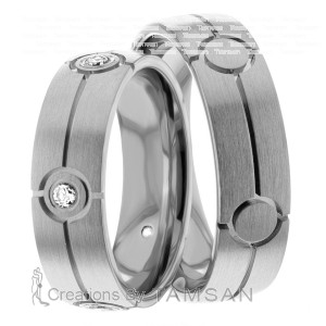 6.00mm Wide, Diamond Matching Wedding Rings, 0.15 Ctw.