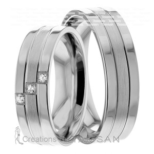 6.00mm Wide, Diamond Wedding Band Set