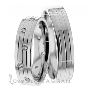 5.00mm Wide, Matching Wedding Ring Set, 0.24 Ctw.