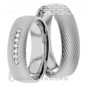 6.00mm Wide, Diamond Matching Wedding Bands, 0.105 Ctw.