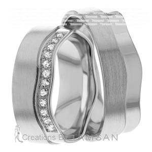 7.50mm Wide, Diamond His and Hers Wedding Bands, 0.24 Ctw.