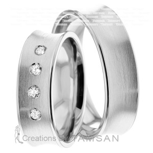 6.50mm Wide, Diamond Matching Wedding Rings, 0.16 Ctw.