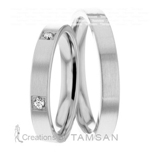 3.50mm Wide, Diamond His & Hers Wedding Band Sets, 0.2 Ctw.