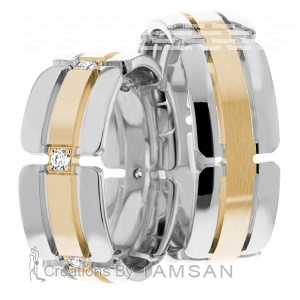 8mm Wide, Diamond Wedding Ring Set 0.18 Ctw