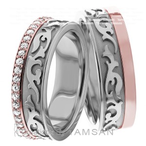 7mm Wide, Diamond Wedding Ring Set 0.53 Ctw