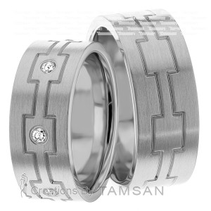 8mm Wide, Diamond Wedding Ring Set 0.21 Ctw