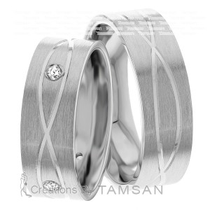 7mm Wide, Diamond Wedding Ring Set 0.12 Ctw