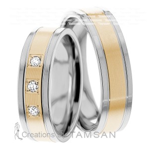 6mm Wide, Diamond Wedding Ring Set 0.09 Ctw