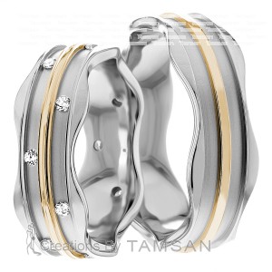 7mm Wide, Diamond Wedding Ring Set 0.36 Ctw