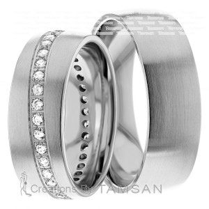 7mm Wide, Diamond Wedding Ring Set 0.70 Ctw