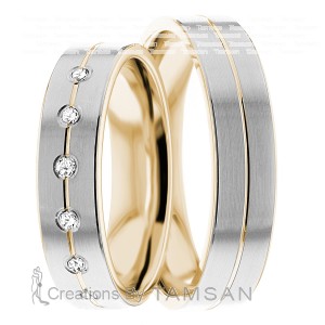 5mm Wide, Diamond Wedding Ring Set 0.18 Ctw